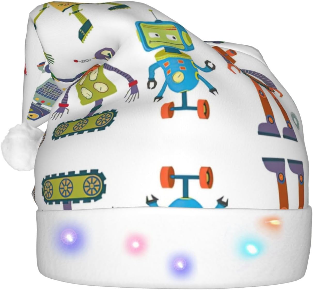 Cute Cartoon Robot Christmas LED Santa Hat for Festive Parties