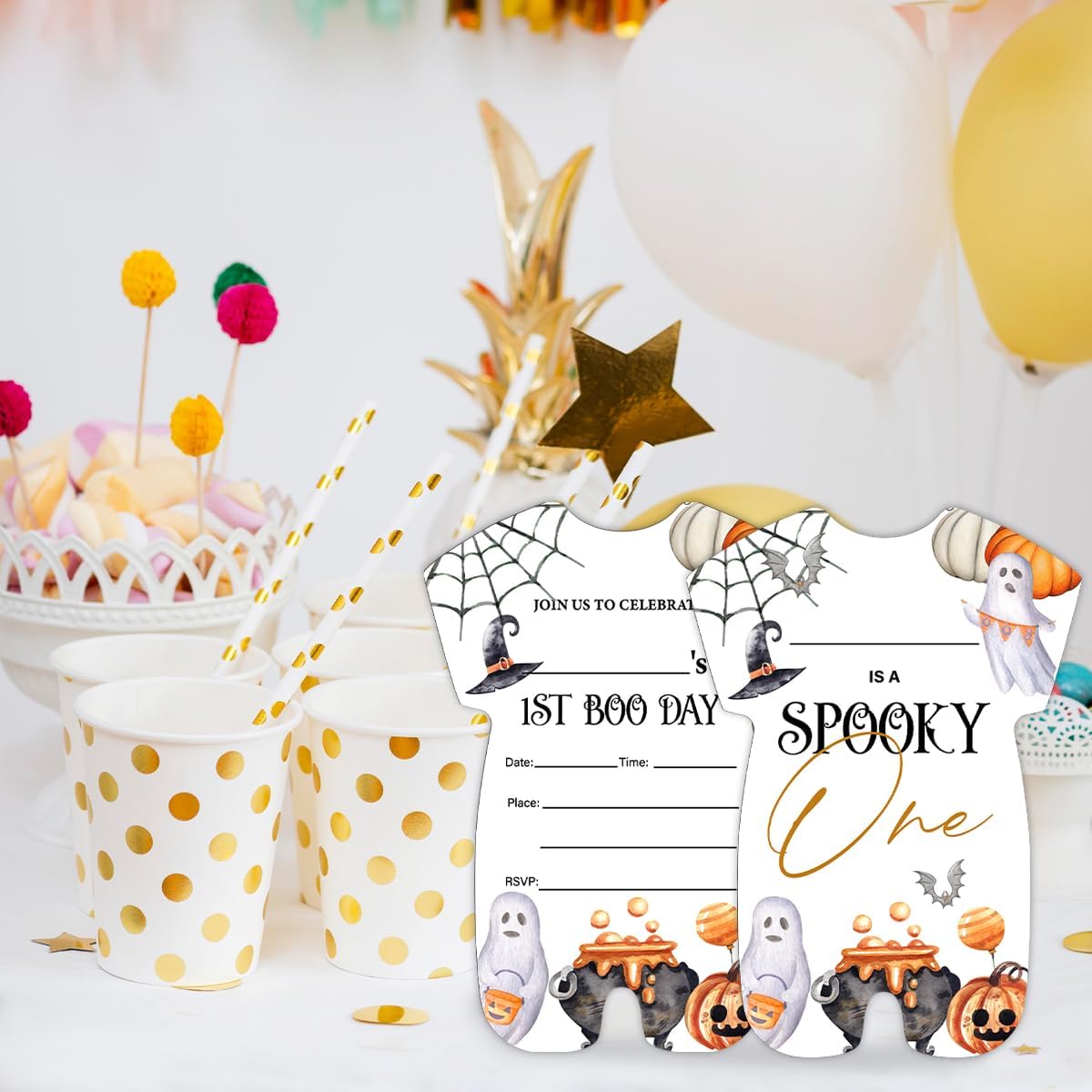 Halloween 1st Birthday Invitations Set of 20 with Envelopes