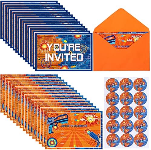 30 Pcs Dart Party Invitations with Gun Stickers