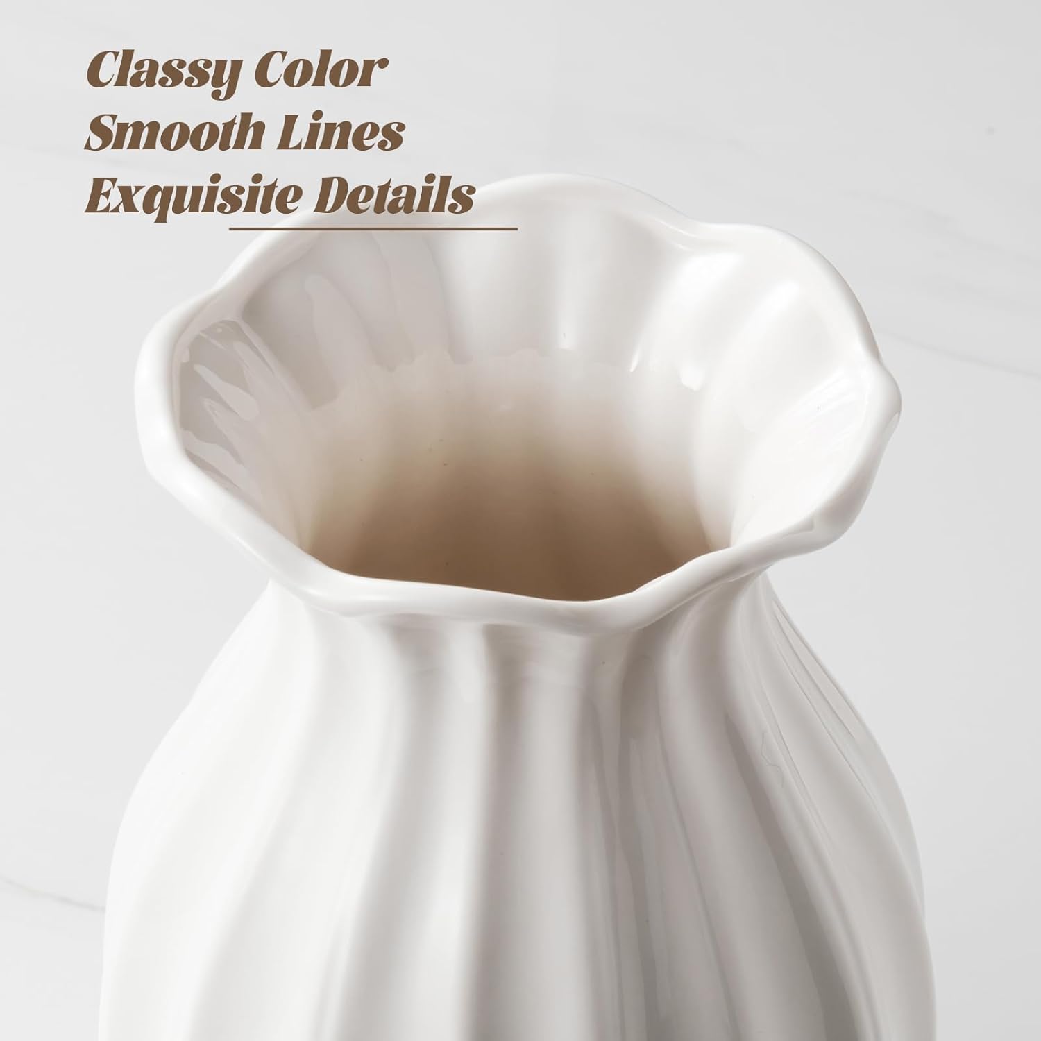 White Ceramic Vase 76 Inch Modern Farmhouse Decor