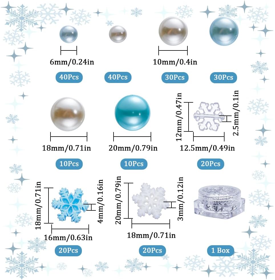 SUNNYCLUE Christmas Vase Filler Set with Blue Floating Candles and Faux Pearl Beads