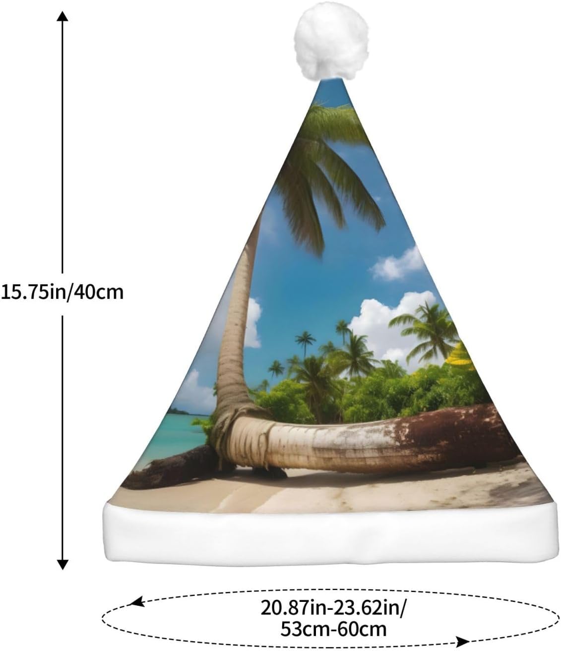 Two Palm Tree Tropical Print LED Santa Hat for Christmas New Year