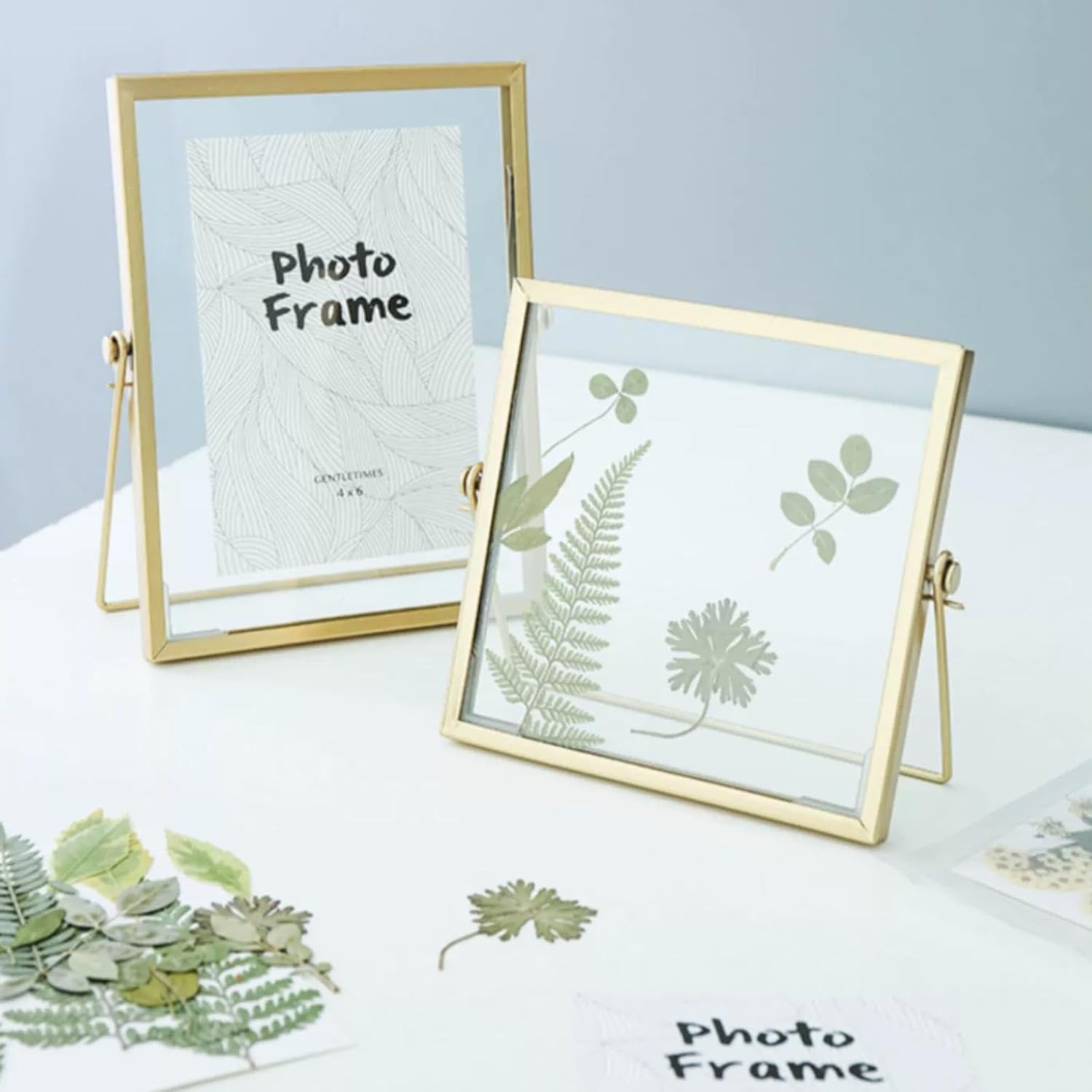 Gold Metal Double-Sided Picture Frame 15x20cm