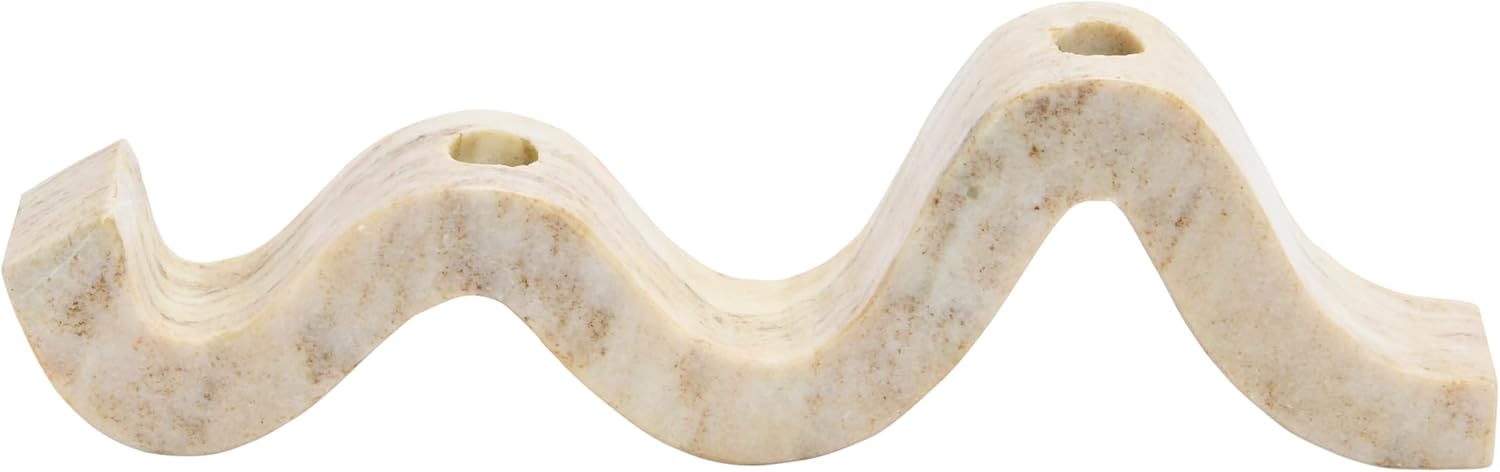 Marble Wave Double Taper Candle Holder Beige