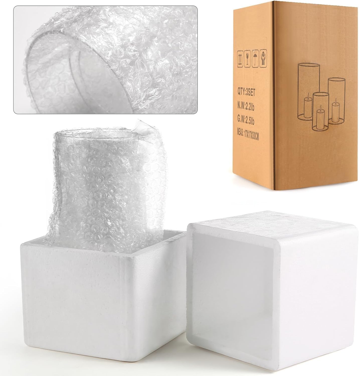 Yshengood 18PCS Clear Glass Hurricane Candle Holder Set