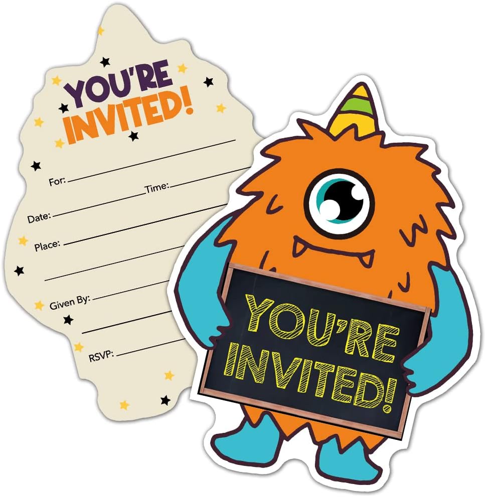 RZHV 15 Pack Monster Birthday Invitations Cards
