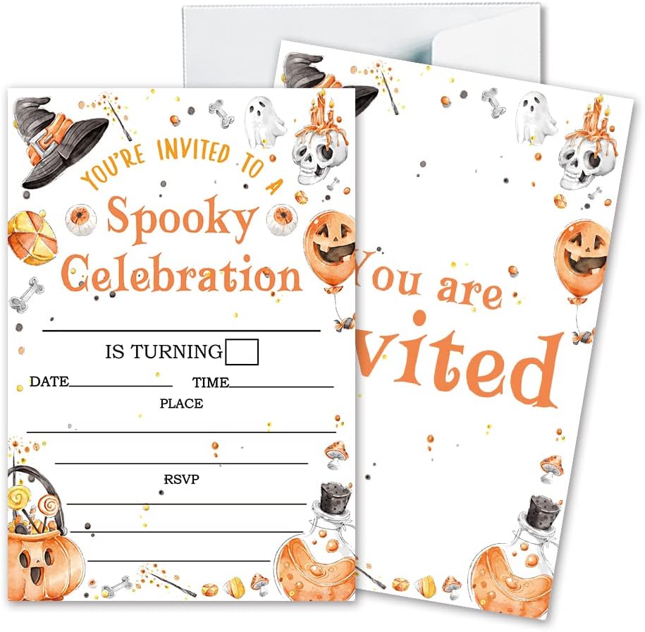 Deluxe Halloween Party Invitations Set with Envelopes