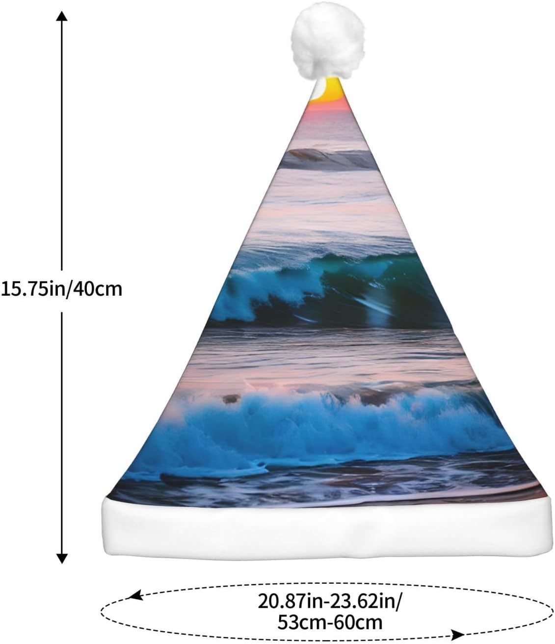 Sunset and Sunrise Ocean Waves Christmas Hat with LED Lights