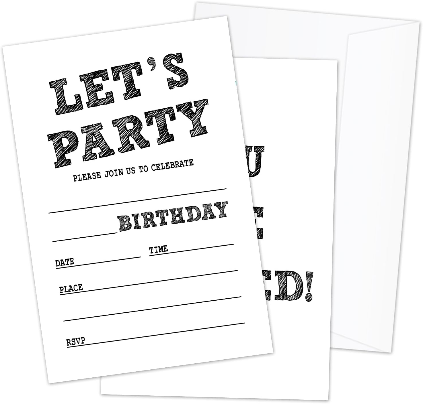 Lets Party Birthday Invitations with Envelopes 20 Set