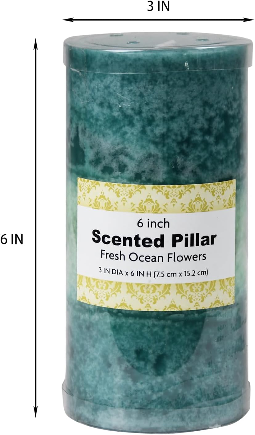 6 Inch Fresh Ocean Flowers Scented Pillar Candle 1
