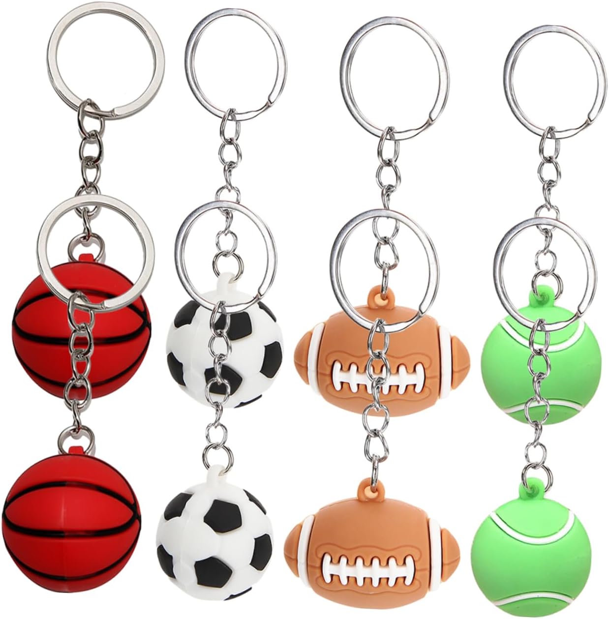 8pcs Sports Keychains Keyrings for Backpacks Luggage and School Bags