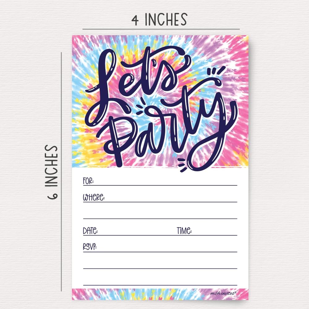 Tie Dye Birthday Invites With Envelopes 20 Count