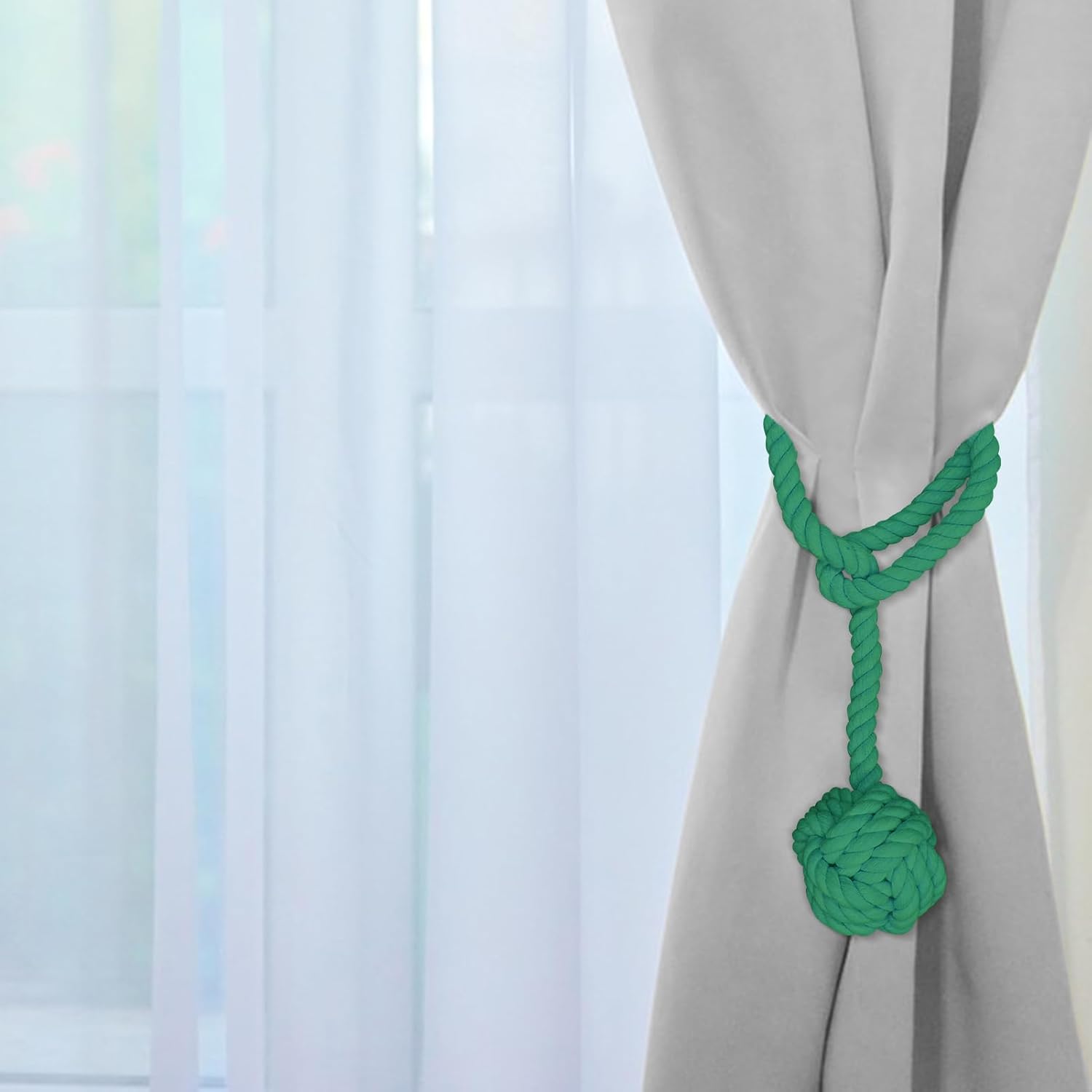 Ushomin Curtain Tiebacks 2 Pack Green Heavy Duty Holdbacks