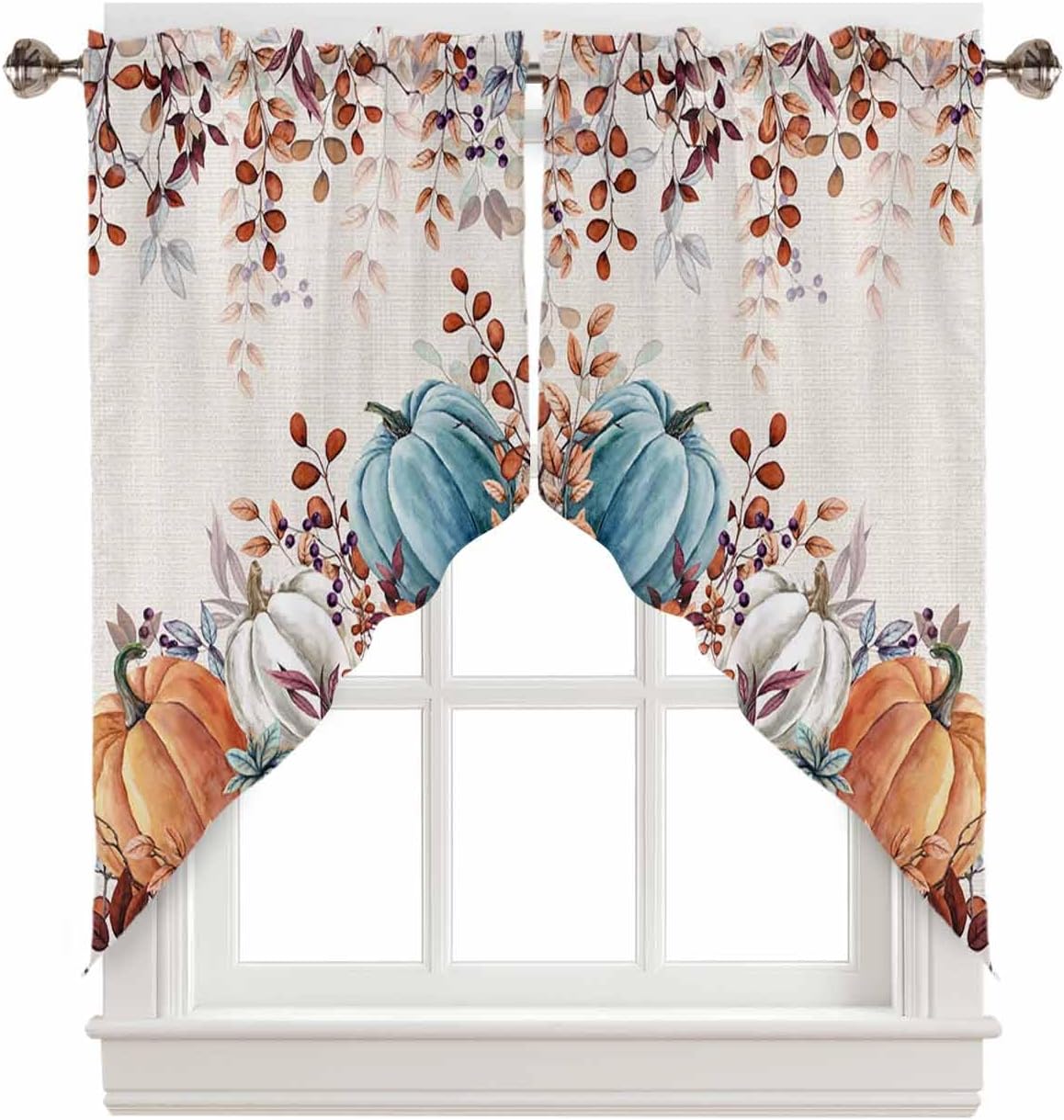 Thanksgiving Swag Curtain with Rod Pocket