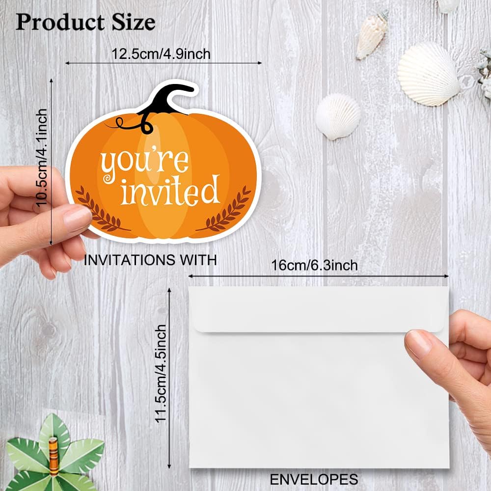 Haizct Halloween Pumpkin Fill-In Invitations 15 Pack