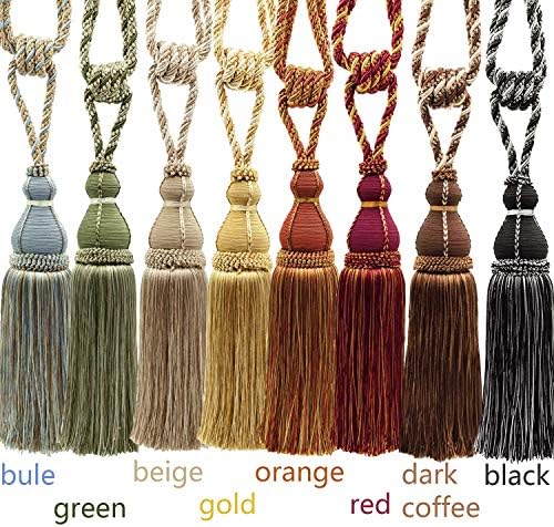 BEL AVENIR 2 Pack Green Tassel Curtain Holdbacks