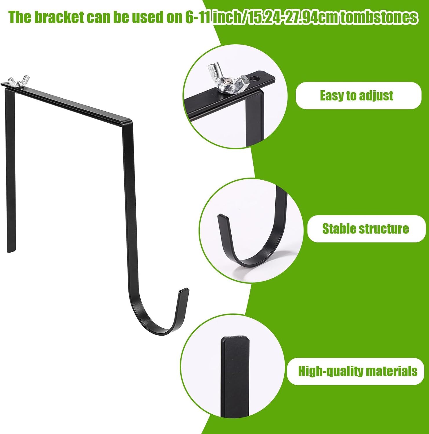 Adjustable Wreath Hanger for Headstones Durable Stainless Steel 6-11 Inch Fit