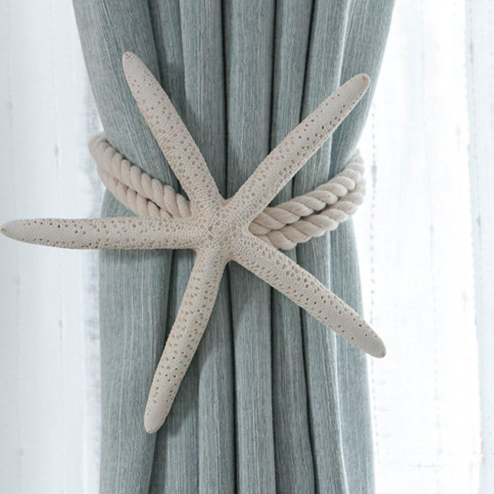 Chictie 2 Pieces Natural Starfish Curtain Tieback Rope Holdbacks