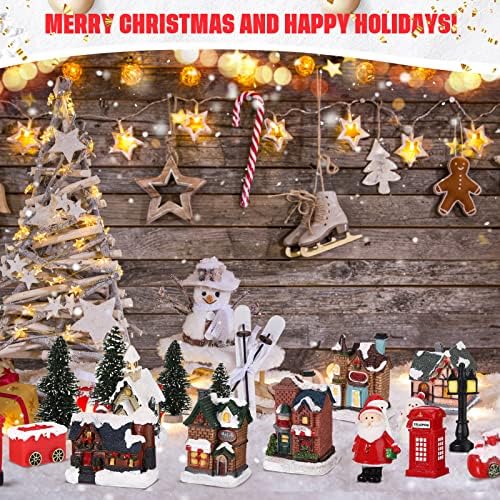 Zubebe 30 Pcs LED Christmas Village Houses Set