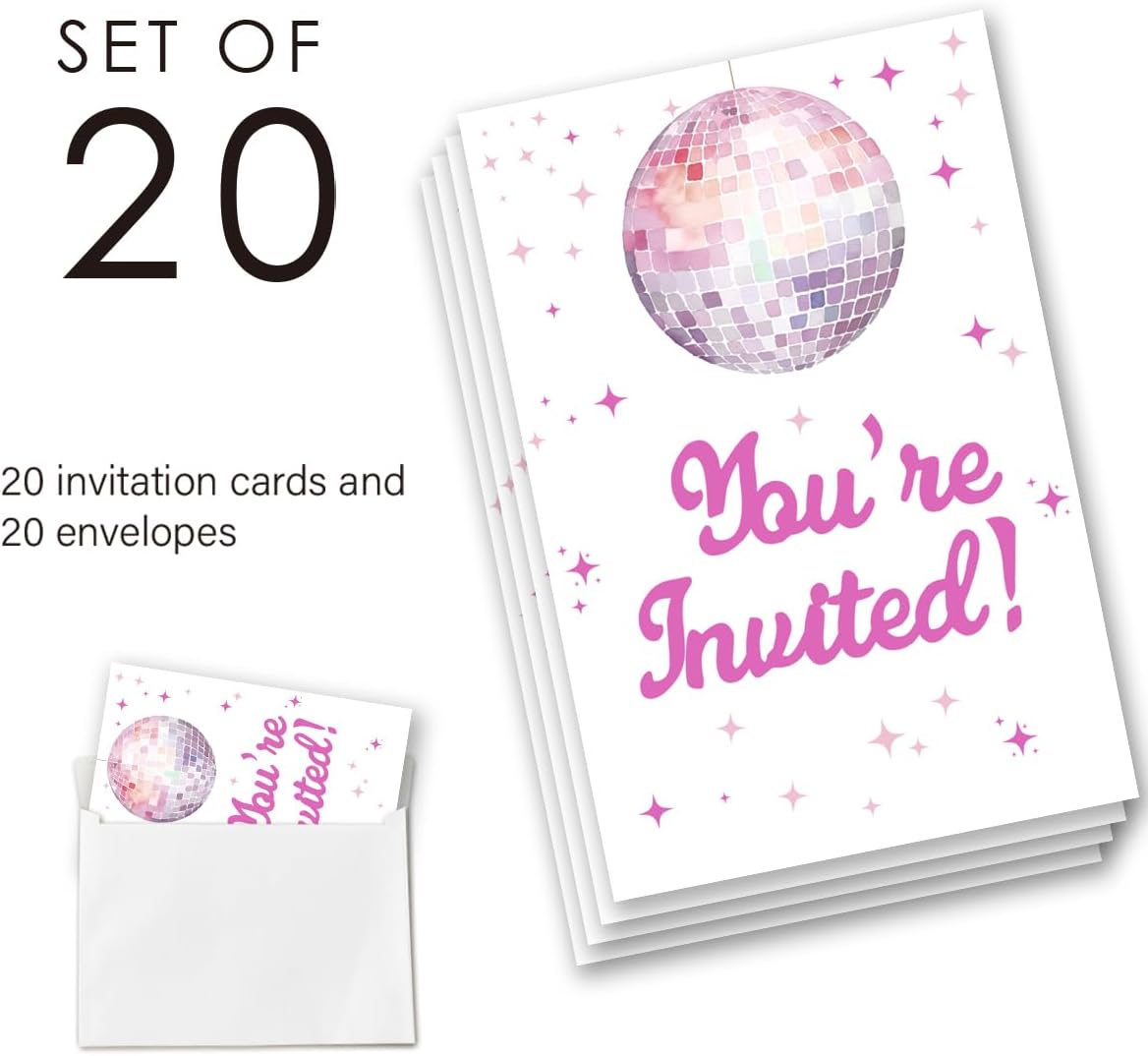Girl Birthday Party Invitations with Envelopes Set of 20