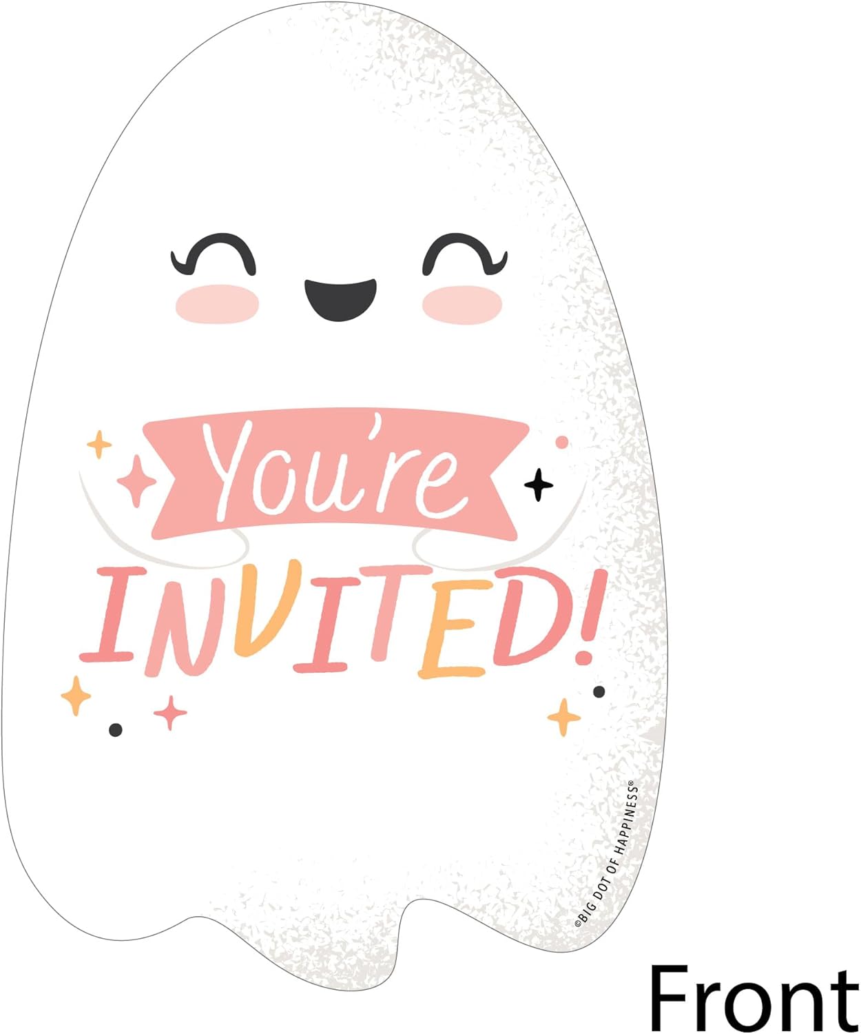 Pink Halloween Invitation Cards Set of 12 with White Envelopes
