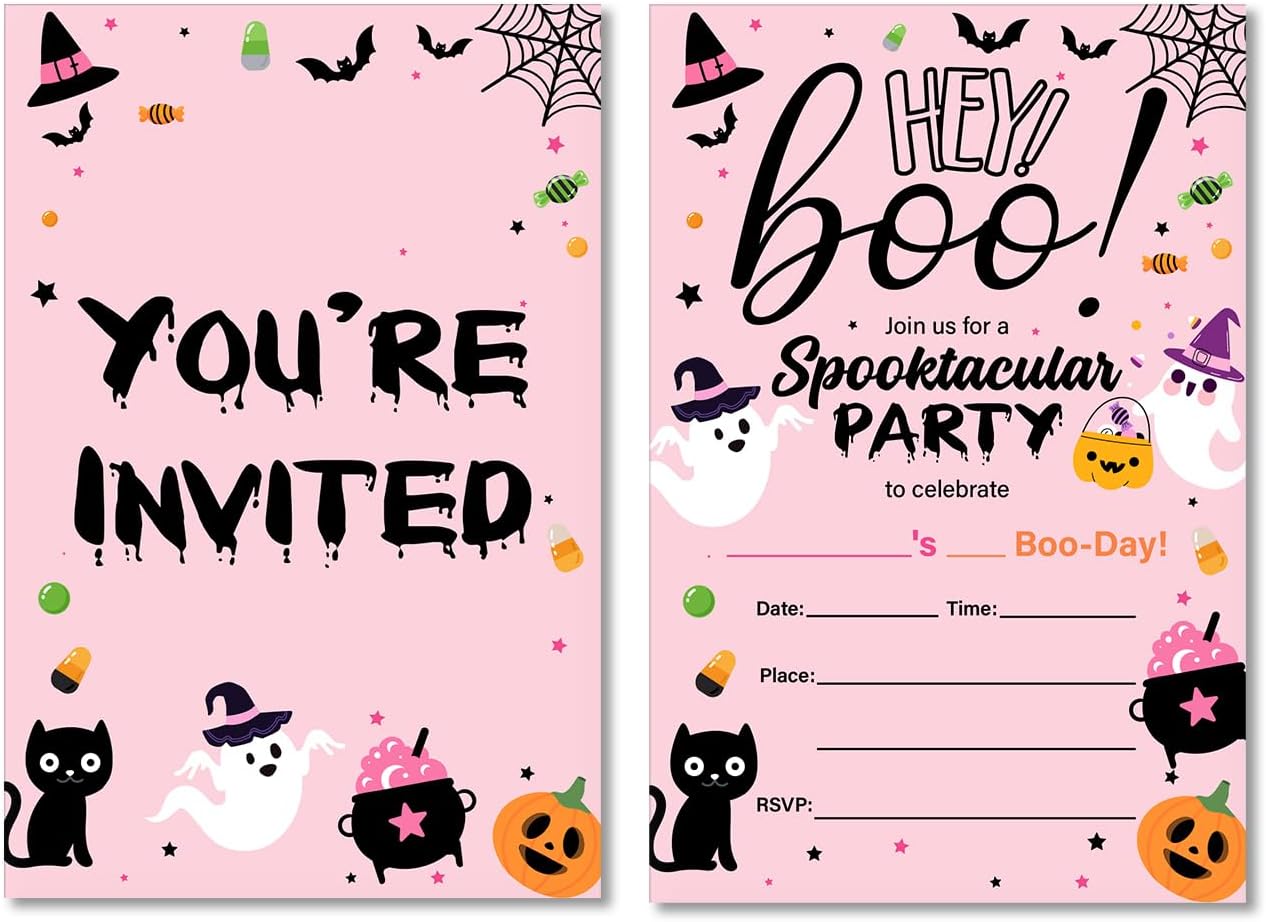 Pink Halloween Party Invitations Set of 20