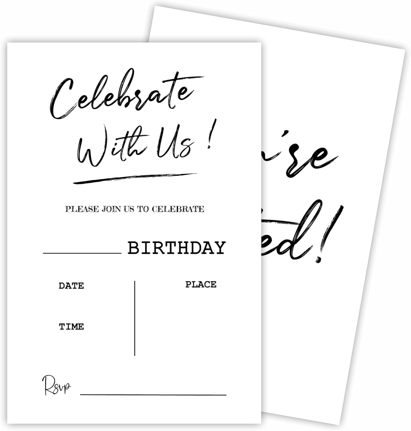 Tabyon Birthday Invitations Double Sided 20 Pcs Pearl White