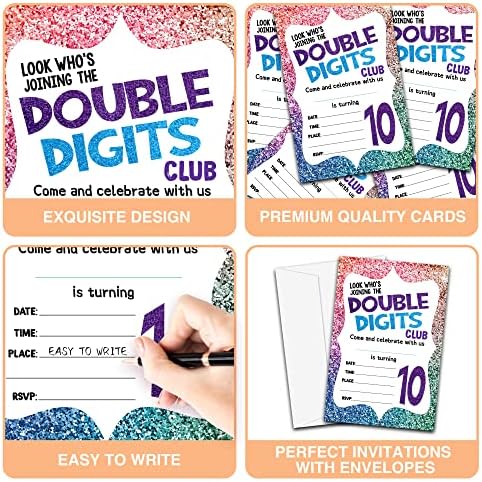 10th Birthday Invitations 20 Count with Envelopes