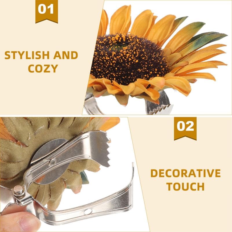 DECHOUS 4 Pack Flower Curtain Tiebacks Clips - Boho Sunflower Drapery Holdbacks