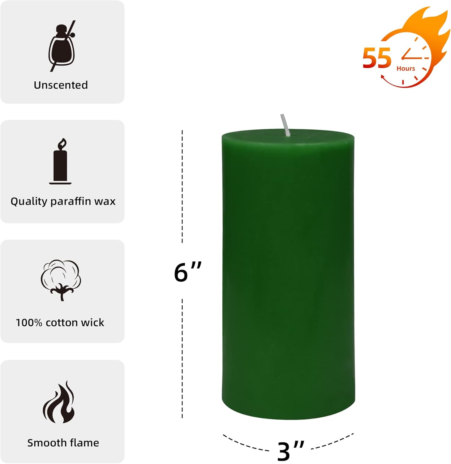 Zest Candle 6 Inch Hunter Green Pillar Candle
