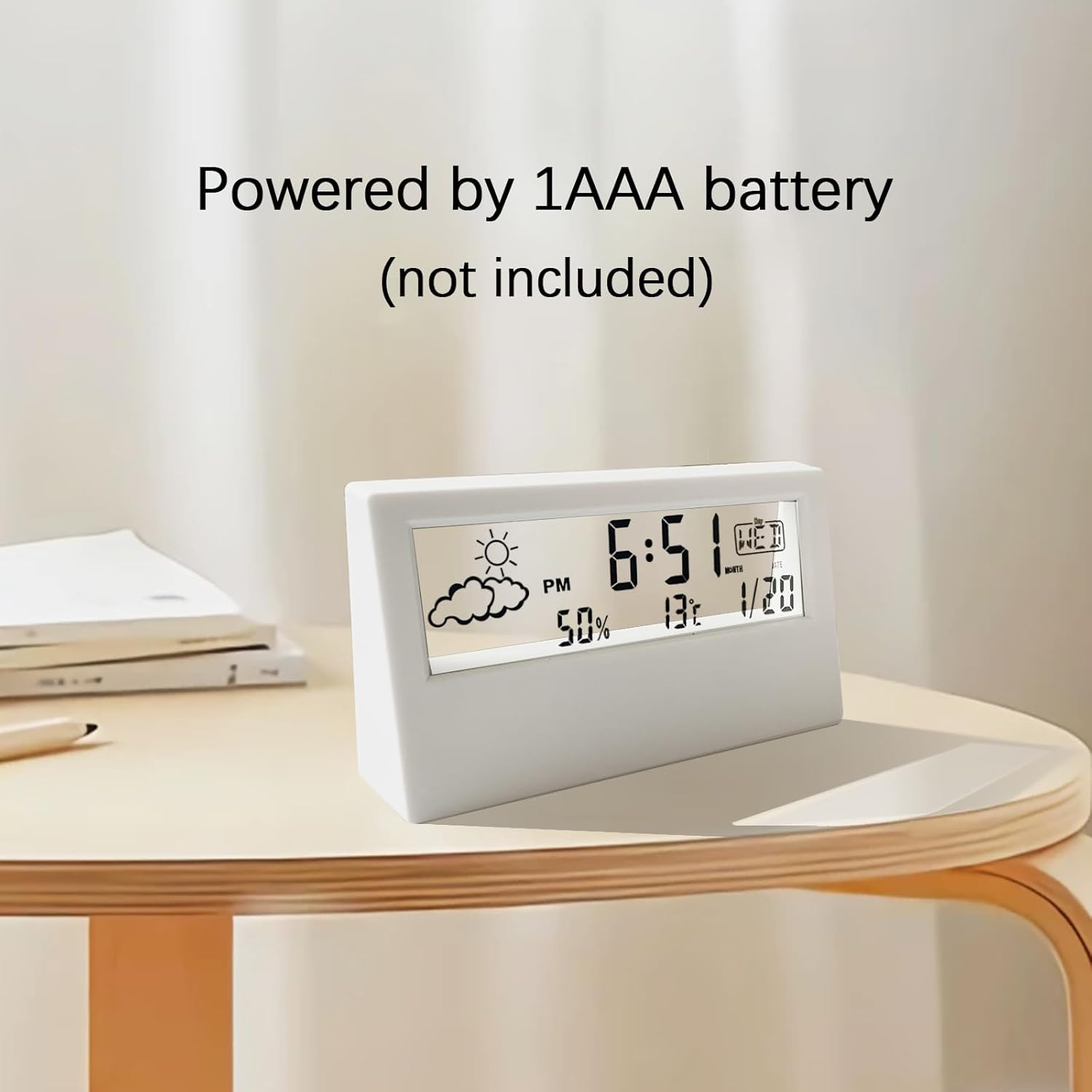 SawGlory Transparent Digital Alarm Clock with Humidity and Temperature Display