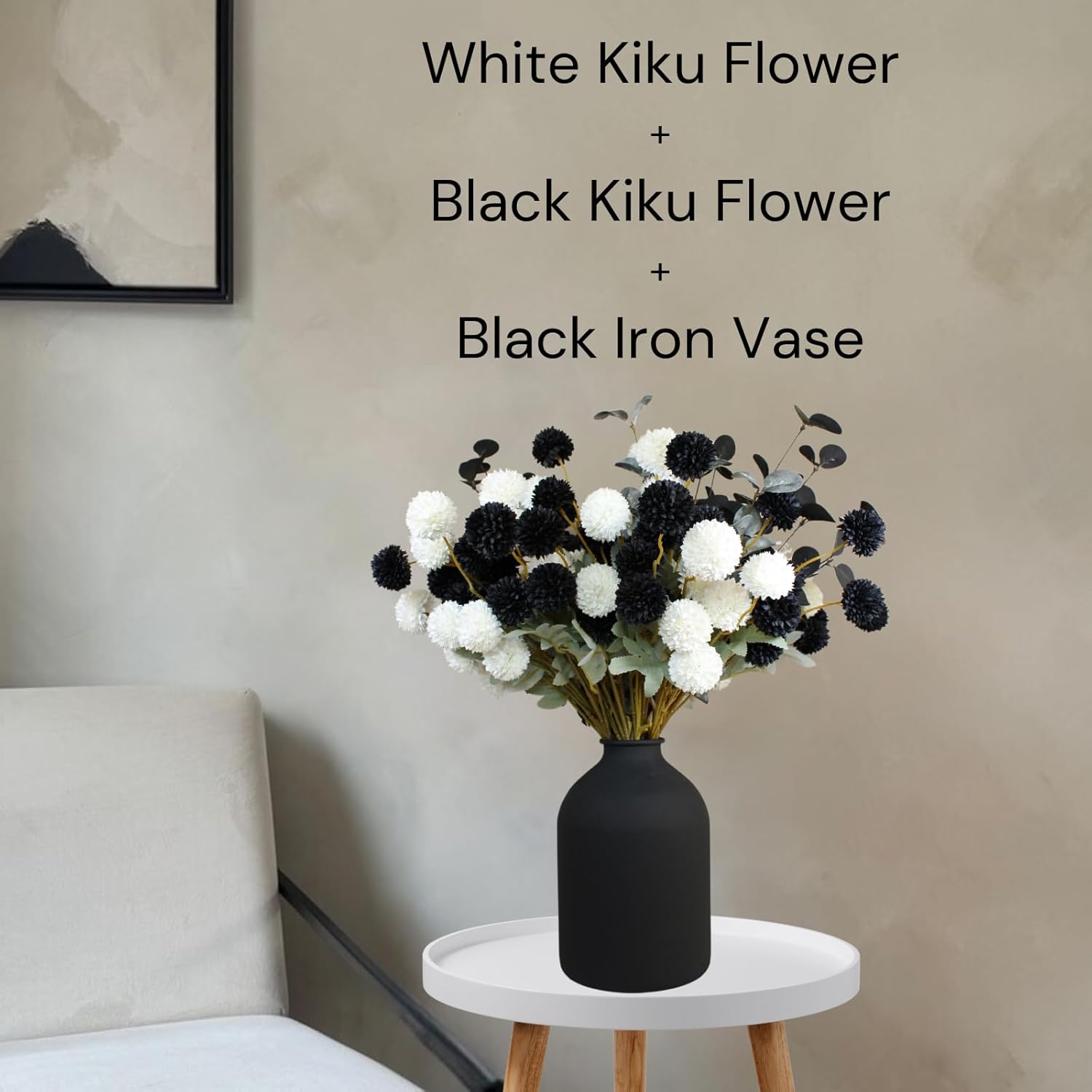 RyddeligHome White Faux Flowers for Vase - 10 Stems Eucalyptus