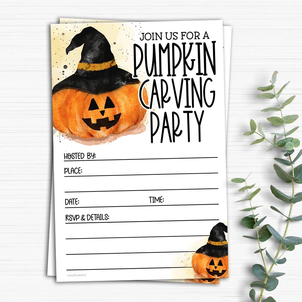 Pumpkin Carving Party Halloween Invitations 4x6