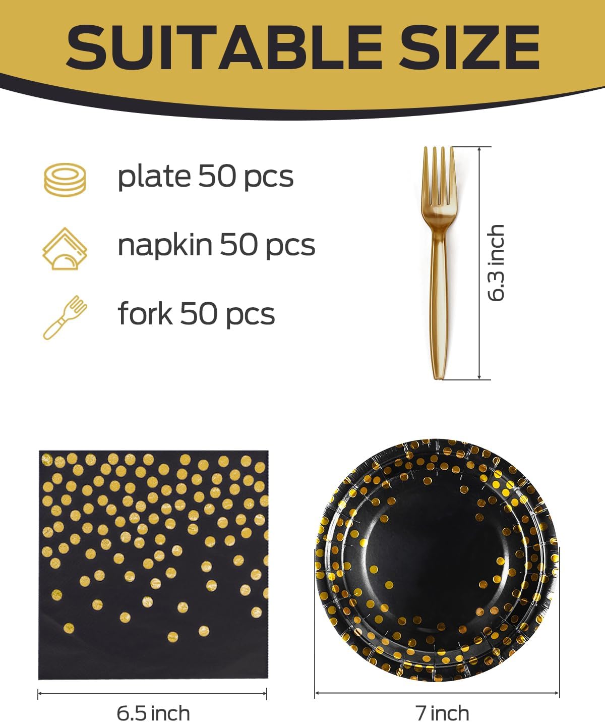 Lzerking Party Plates Napkins Forks Set for 50 Guests