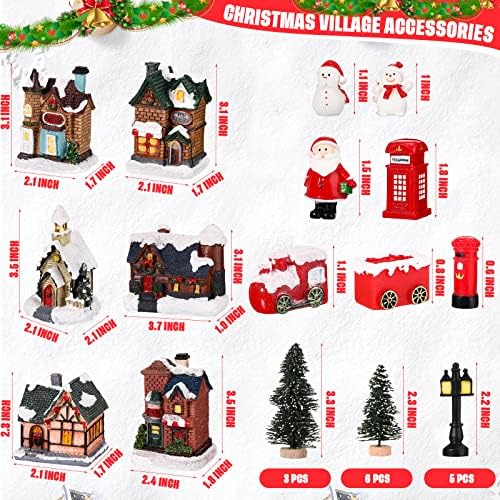 Zubebe 30 Pcs LED Christmas Village Houses Set