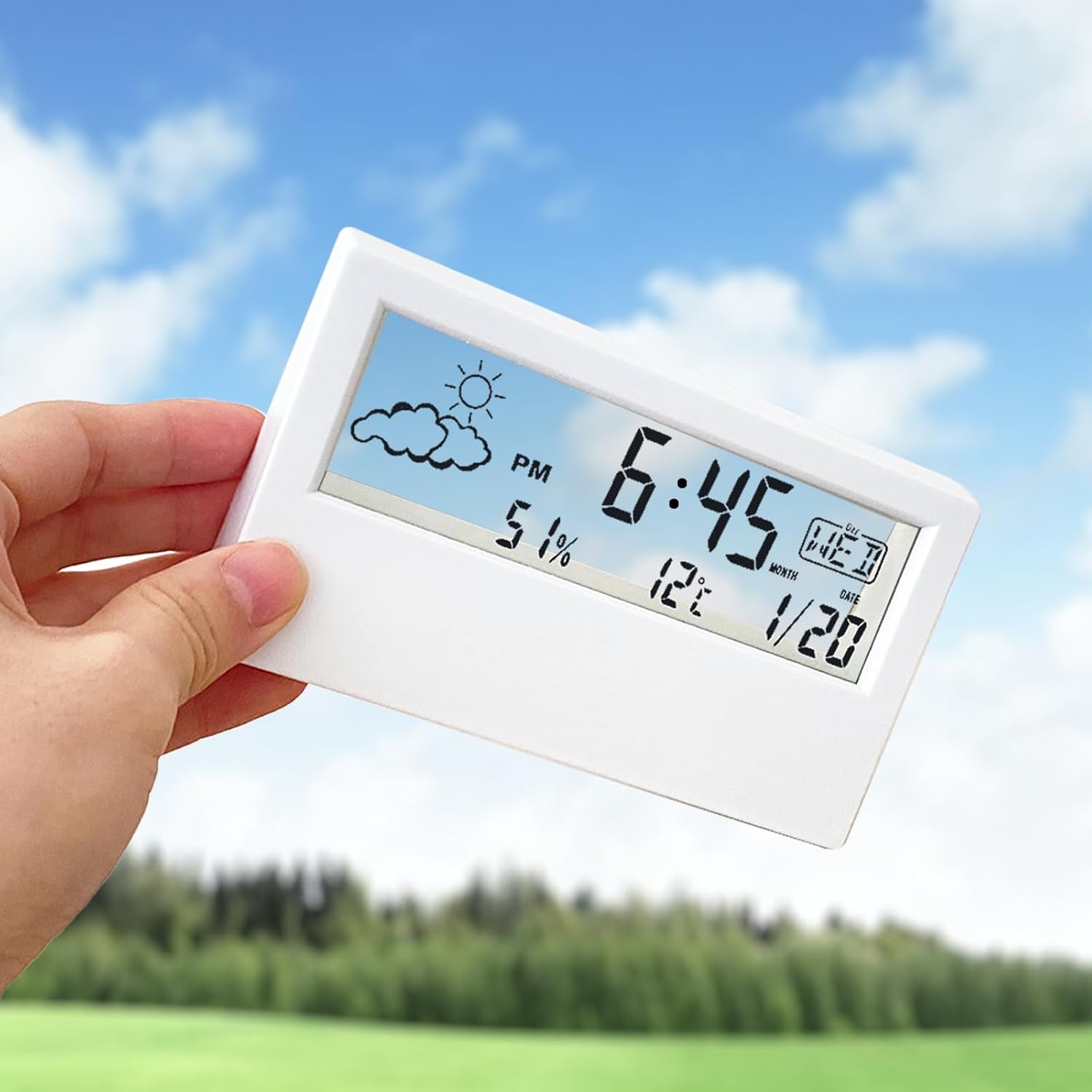 SawGlory Transparent Digital Alarm Clock with Humidity and Temperature Display