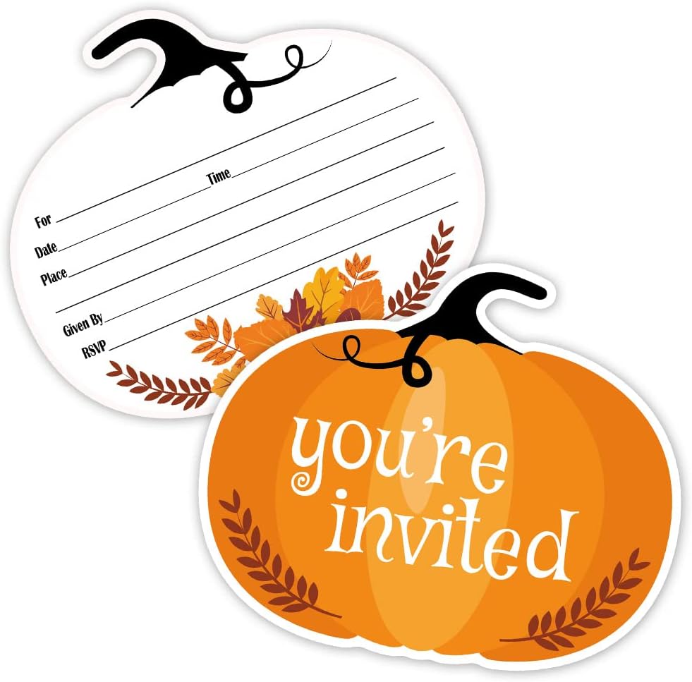 Haizct Halloween Pumpkin Fill-In Invitations 15 Pack