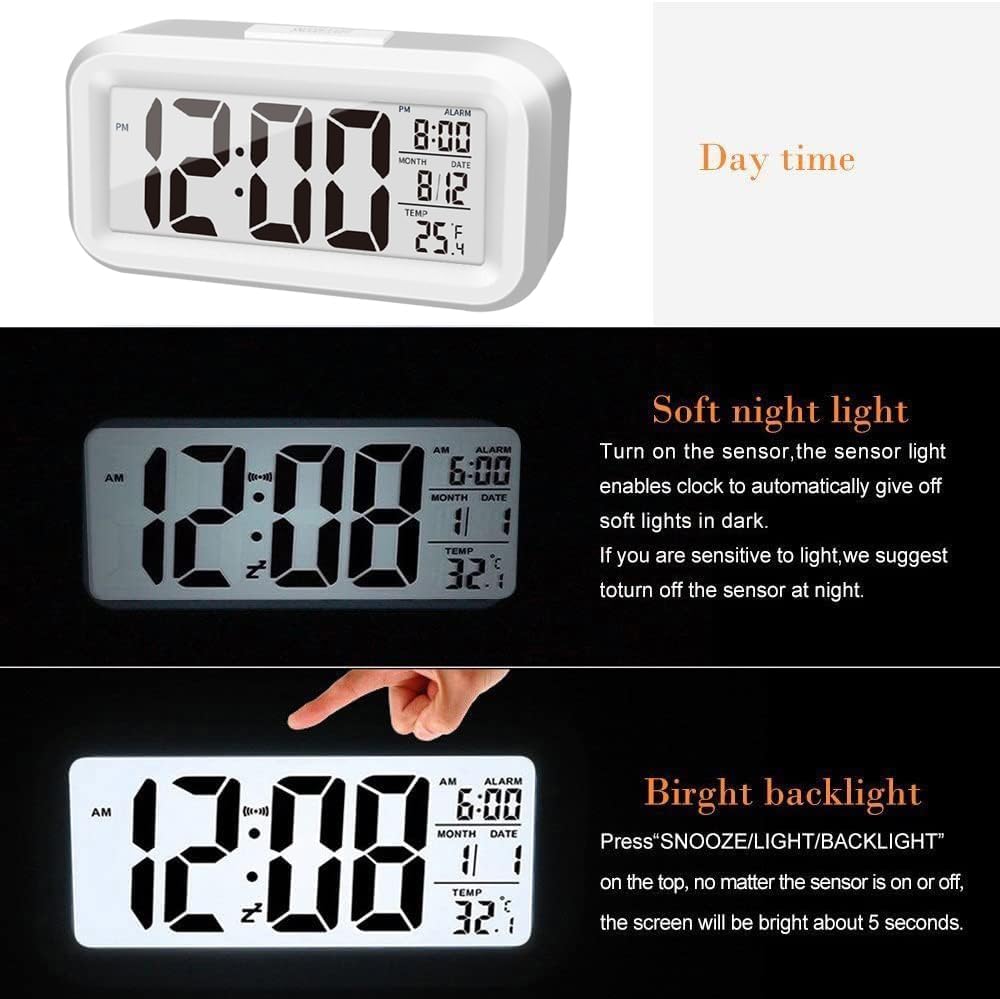 45 Inch LCD Digital Alarm Clock with Temperature and Calendar