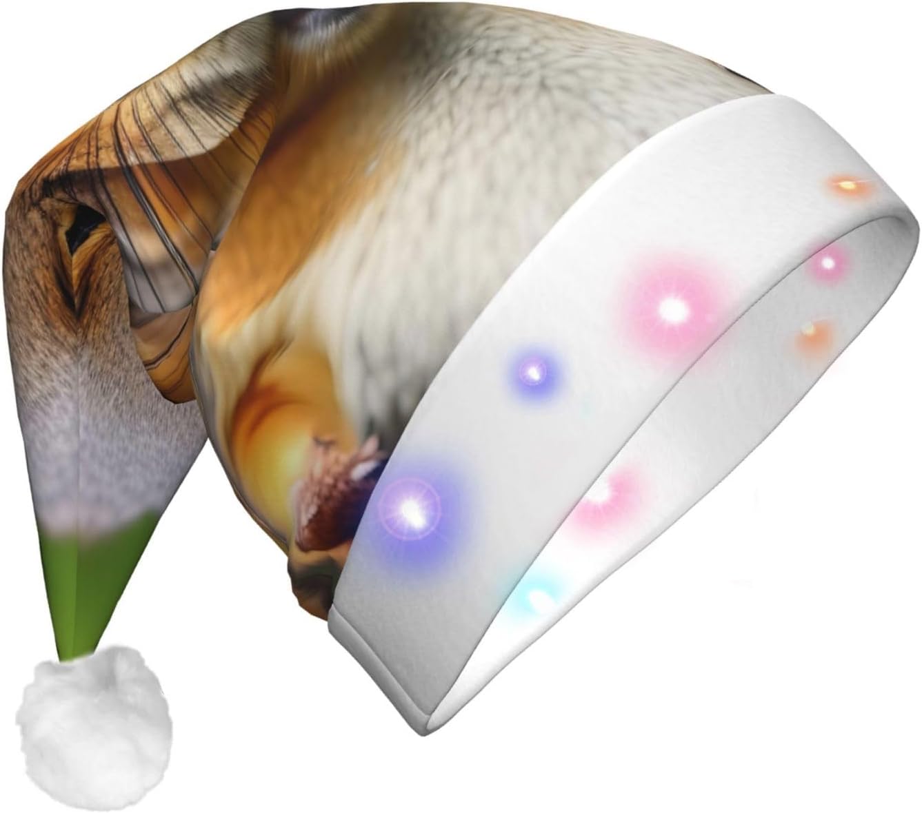 Squirrel Animal Print LED Christmas Hat for Adults