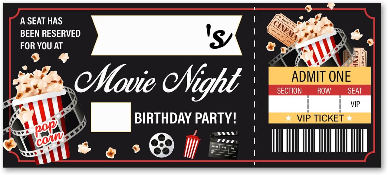 VAHATAN Movie Theme Party Invitations Set 20 Pack