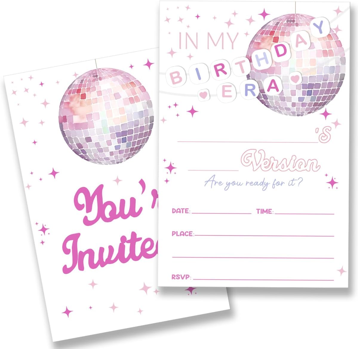 Girl Birthday Party Invitations with Envelopes Set of 20