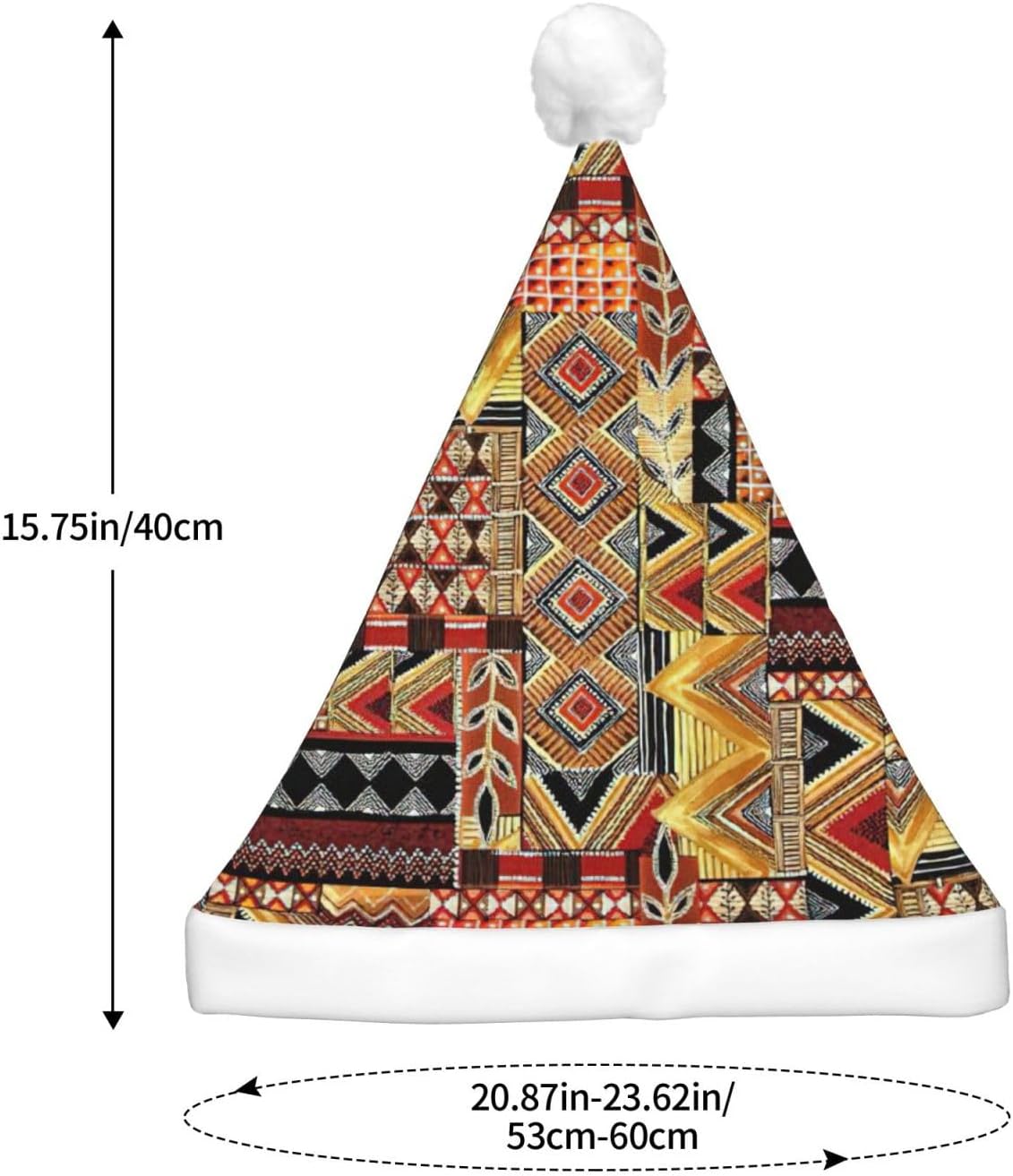 African Textile Patchwork Christmas Hat with LED Light