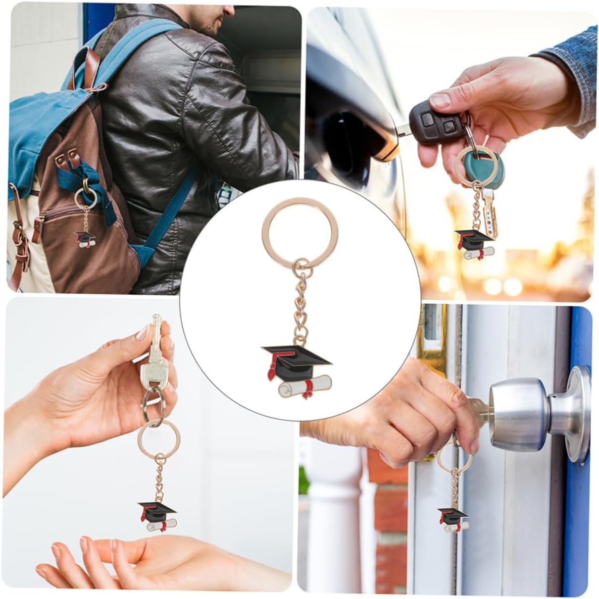 5pcs Zinc Alloy Graduation Cap Keychain Charms