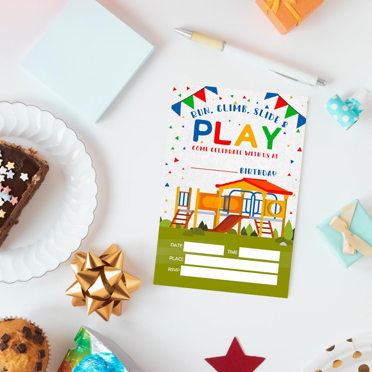 Birthday Invitations for Boy Kids Park with Envelopes Set of 20