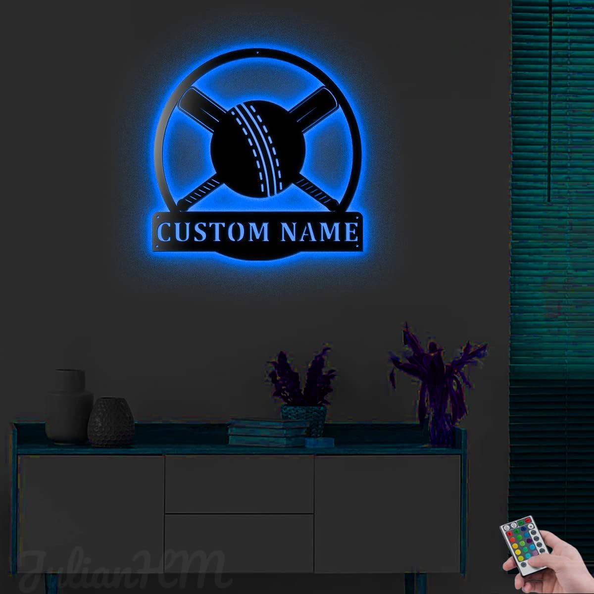 Custom Cricket Metal Wall Art With LED Lights