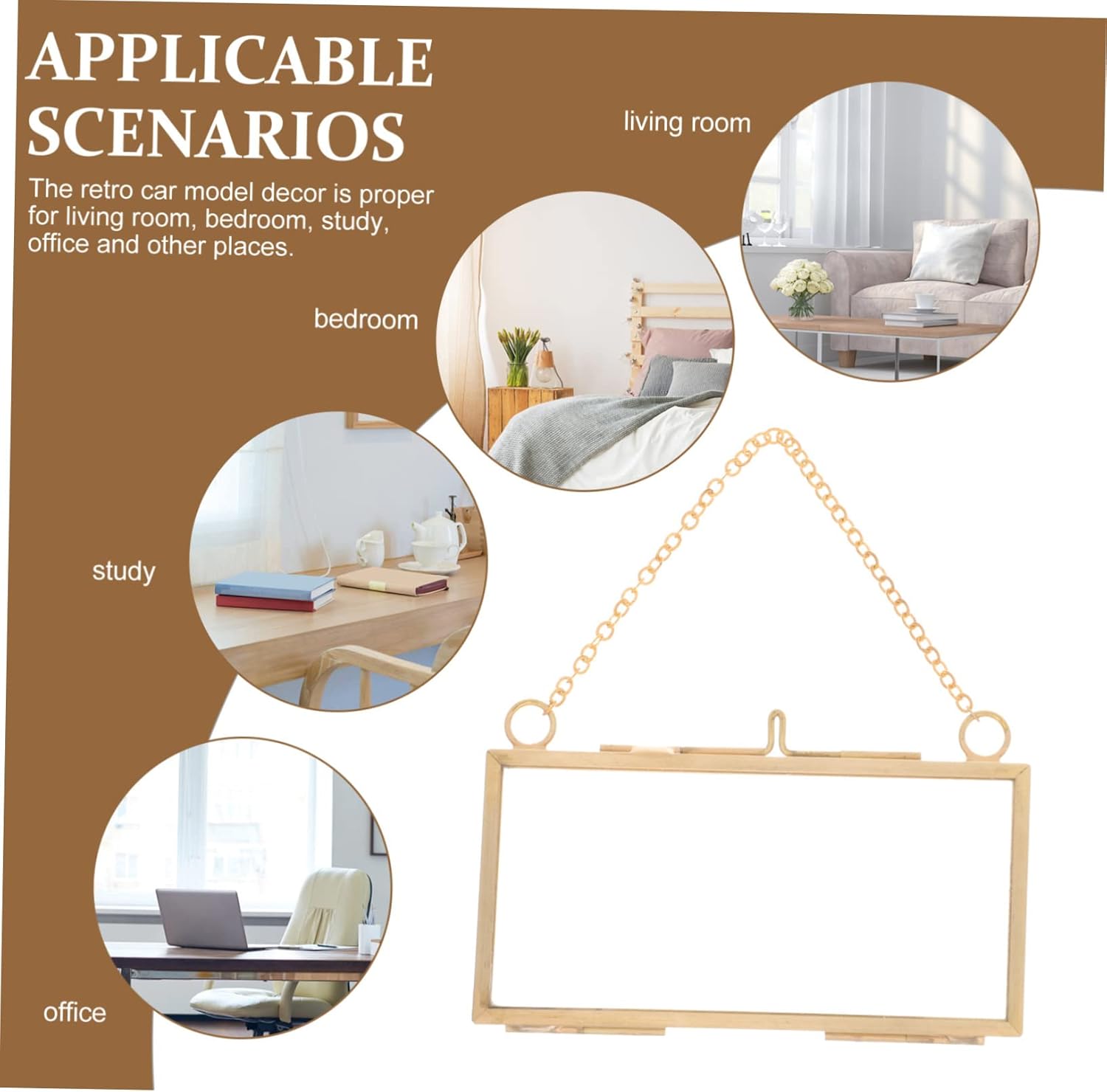 Brass Floating Glass Picture Frame for Pressed Flowers and Artwork Display