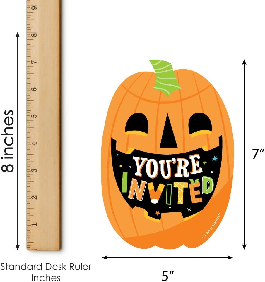 Big Dot of Happiness Jack-O-Lantern Halloween Invitation Set of 12