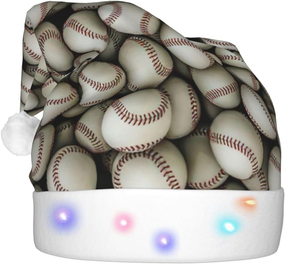 Baseball Print Christmas Hat with LED Lights
