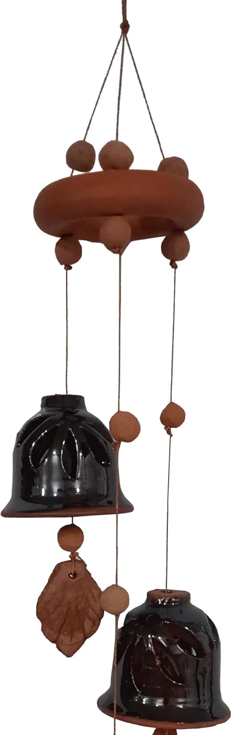 Purpledip Terracotta Wind Chime with 3 Bells