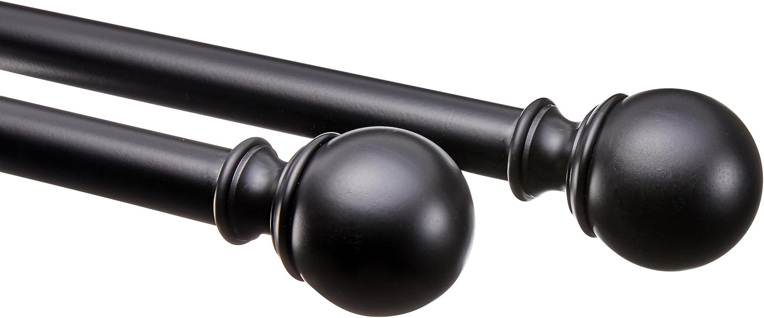 Amazon Basics Adjustable Curtain Rods 36 to 72 Inches Black